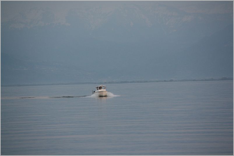 Heimkehrendes Motorboot