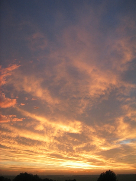 Faserige Wolken in Gold